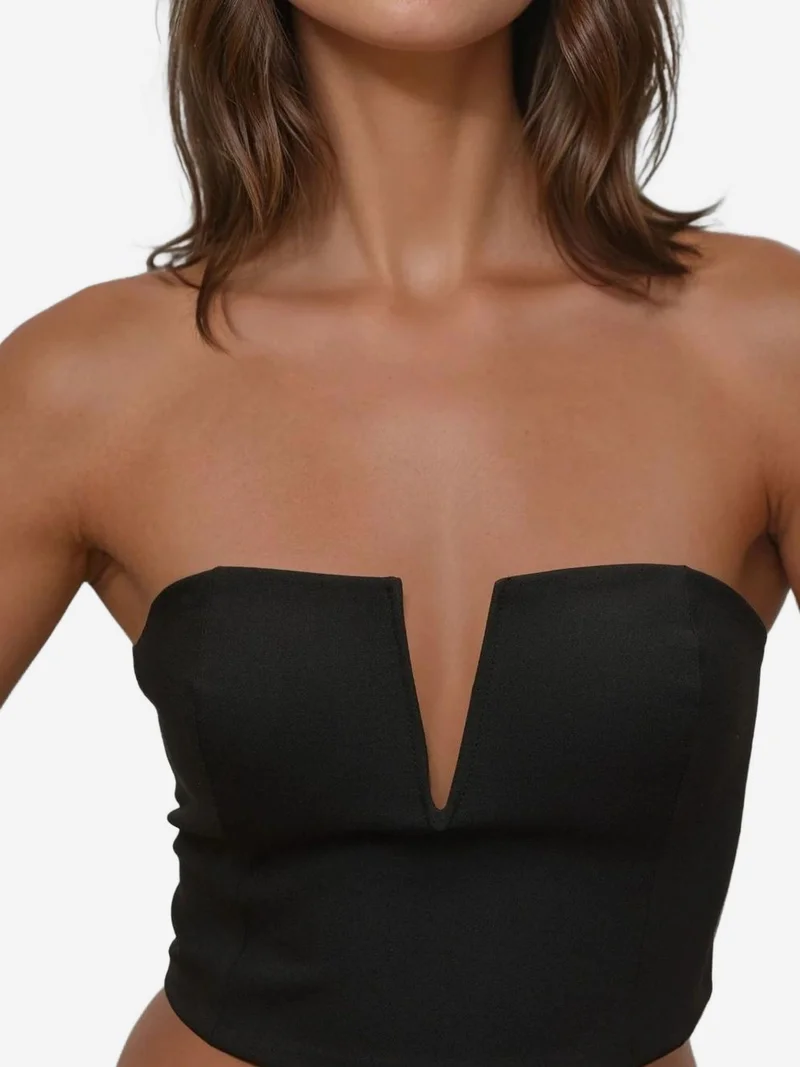 HICCUP Strapless Fitted Crop Top