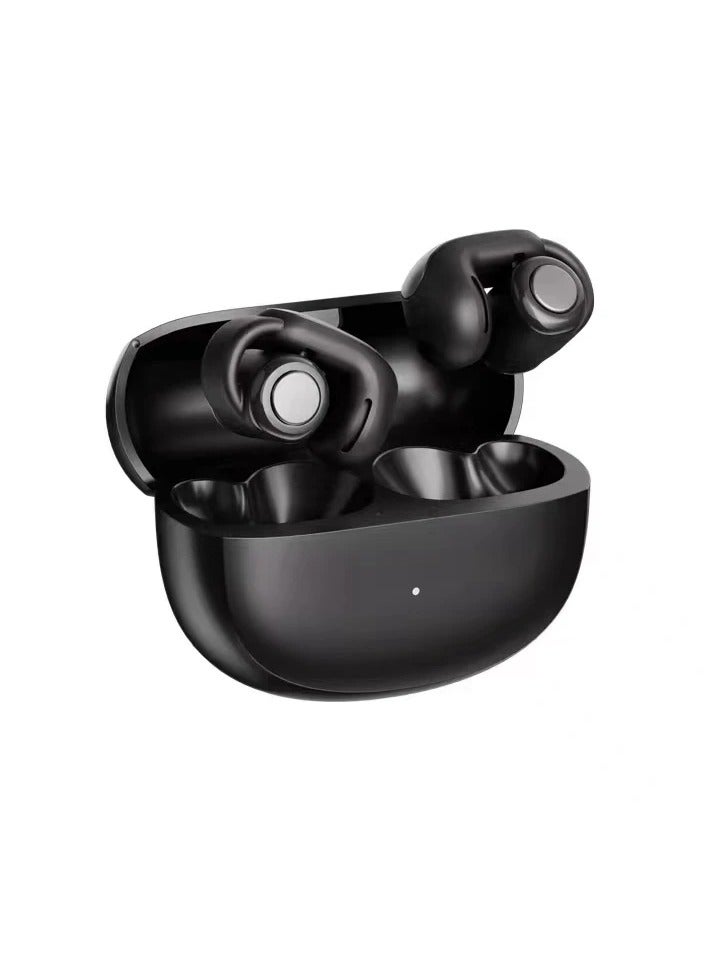 V12 Earphones, Bluetooth 5.3 Wireless Open Headsets, Comfortable Ear Clip Headphones With Built In Microphone, Hifi Stereo Sport Earbuds For Music Running Workout Gaming, (1pc, Black) - Image 1