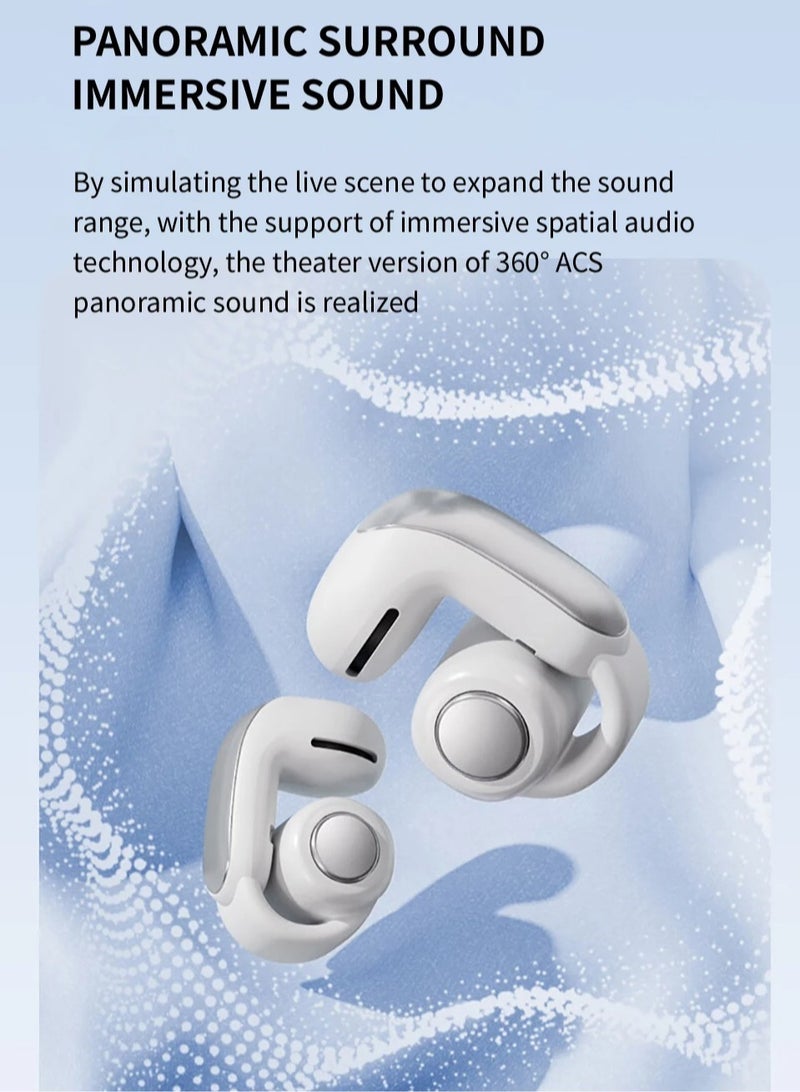 V12 Earphones, Bluetooth 5.3 Wireless Open Headsets, Comfortable Ear Clip Headphones With Built In Microphone, Hifi Stereo Sport Earbuds For Music Running Workout Gaming, (1pc, Black) - Image 2