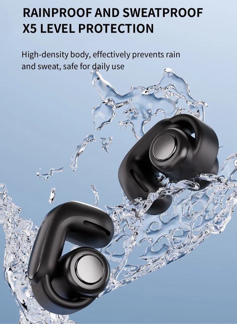V12 Earphones, Bluetooth 5.3 Wireless Open Headsets, Comfortable Ear Clip Headphones With Built In Microphone, Hifi Stereo Sport Earbuds For Music Running Workout Gaming, (1pc, Black) - Image 4