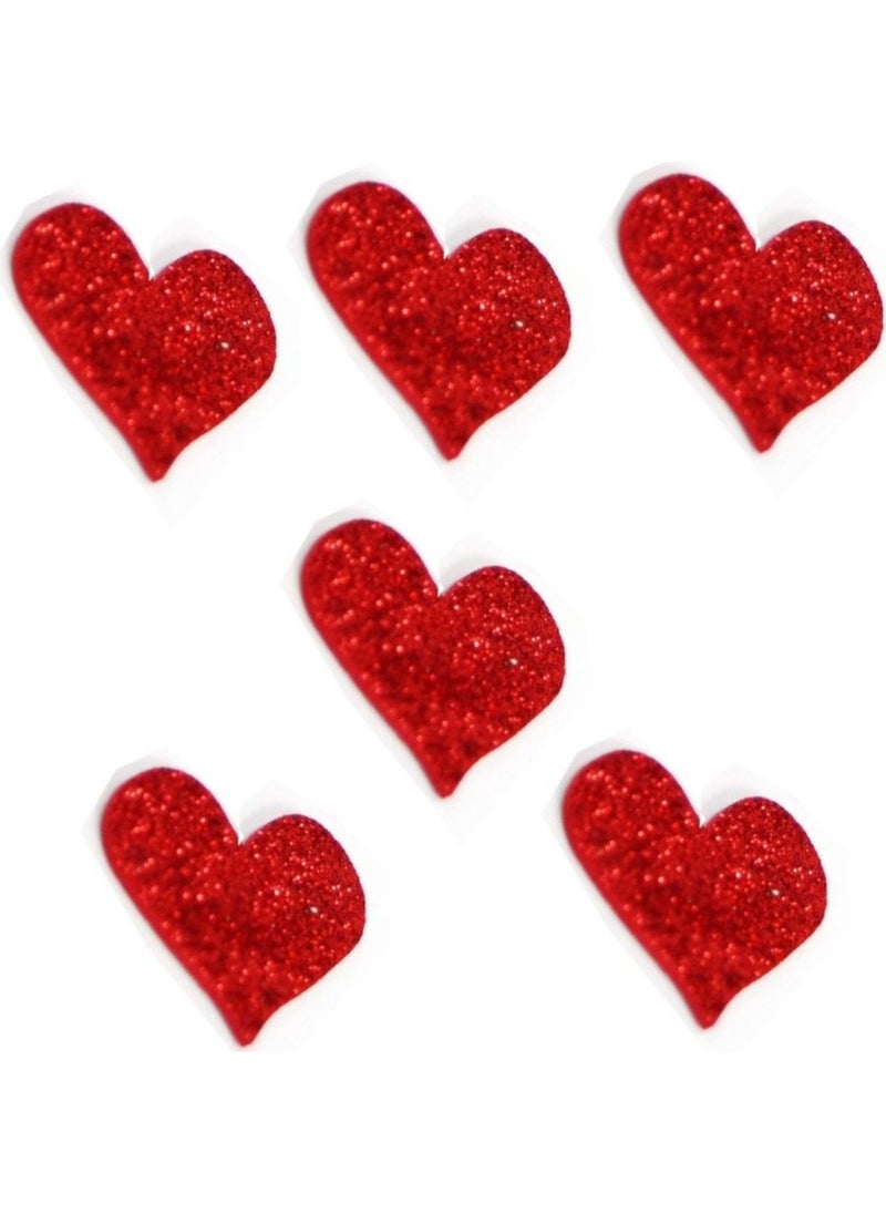 CICI Adhesive Glitter Red Heart 6 cm 6 Pieces  - Image 1