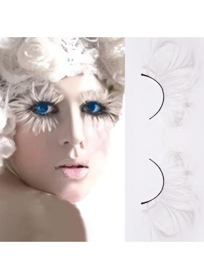 Dorisue White Lashes Halloween Eyelashes Double Lip White Big Extra Long Feather Eyelashes Extra Extension Costume Queen Lashes - Image 1