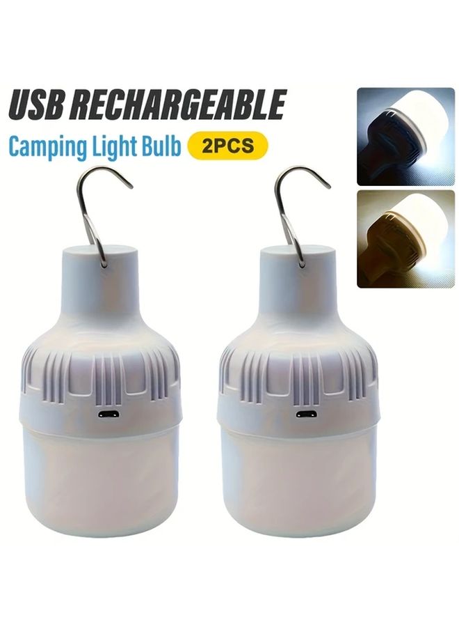 أضواء محمولة باليد بتقنية LED بيضاء قابلة لإعادة الشحن عبر USB مع خطاطيف، مصباح ليلي ساطع محمول للطوارئ الخارجية والتخييم - Image 1
