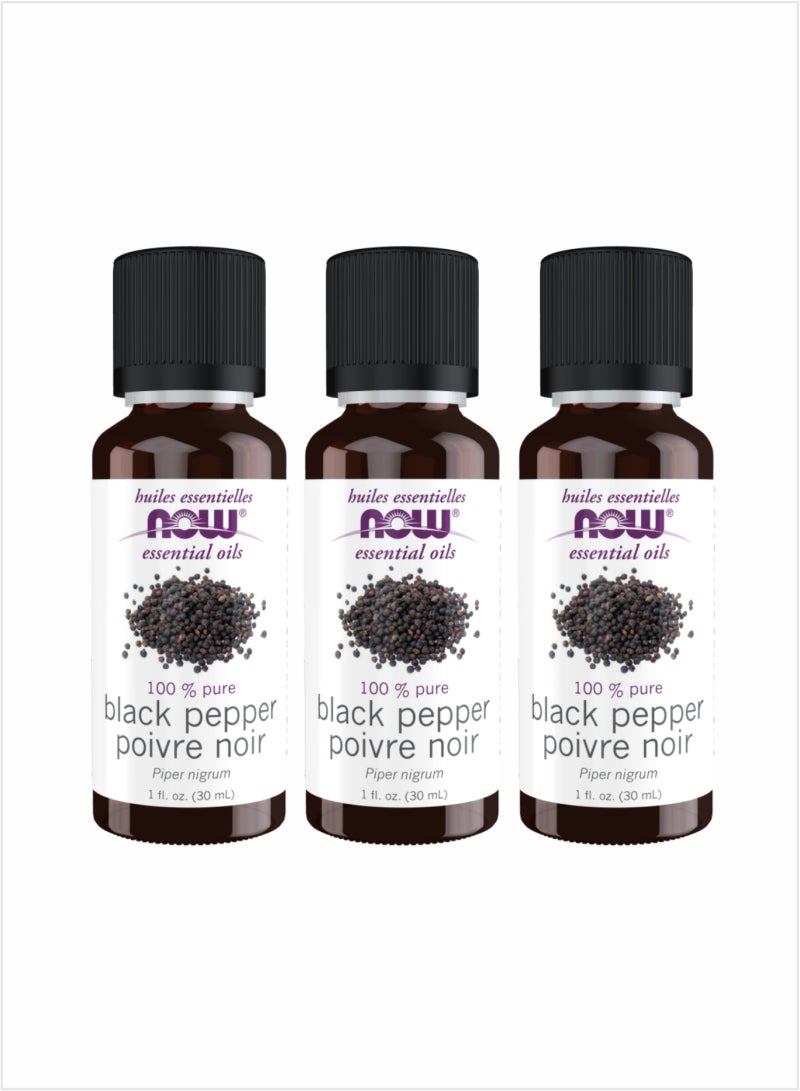 NOW Black Pepper Essential Oil - Poivre Scent, 30ml (Pack of 3)
