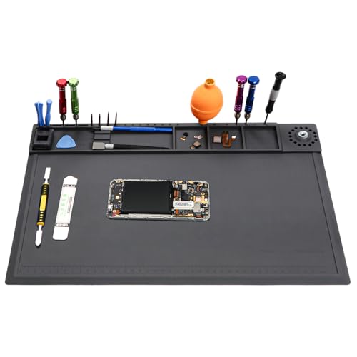 SIVIAS Silicone Soldering Mat Heat Resistant 932F Expanding the Repair Area Electronic Repair Work Mat Insulation Silicone Repair Mat with Magnetic Area Cell Phone Laptop Repair SI02 - Image 1