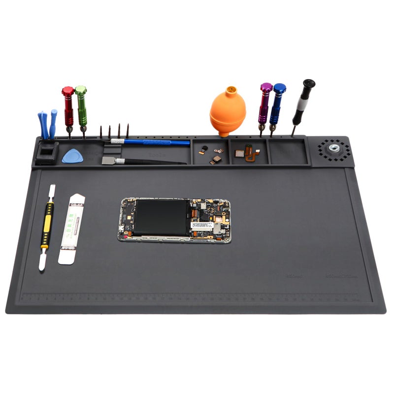 SIVIAS Silicone Soldering Mat Heat Resistant 932F Expanding the Repair Area Electronic Repair Work Mat Insulation Silicone Repair Mat with Magnetic Area Cell Phone Laptop Repair SI02 - Image 2