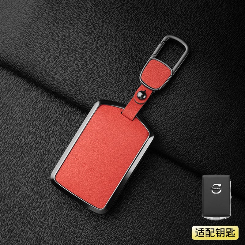 Volvo Premium Leather Key Case for Volvo XC60, S90, S60, XC90, XC40, V40 - High-End Design with Aluminum Alloy - Image 1
