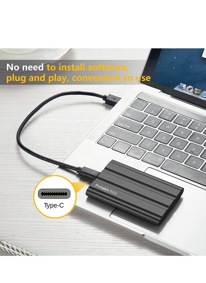 Arabest - External Hard Drive, External Portable SSD, Computer Hard Drives, Ultra Slim USB 3.1 Type-C with USB-A, Easy to Carry Black - Image 1