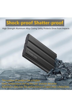Arabest External Hard Drive, External Portable SSD, Computer Hard Drives, Ultra Slim USB 3.1 Type-C with USB-A, Easy to Carry Black  - Image 2