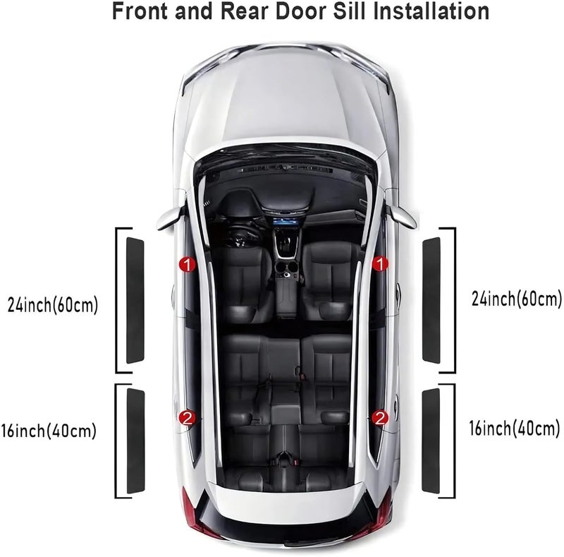 ACMUST 4 Pcs Carbon Fiber Wrap Anti Scratch PPF Film Car Protection Tape Door Sill Protector Step Strip for Seltos, Sonet, Carens, Carnival, EV6, EV9, Clavis - Image 4