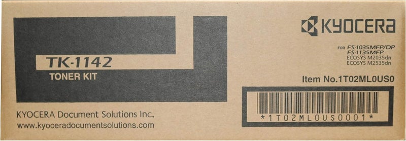 KYOCERA 1T02ML0US0 Model TK1142 Black Toner Cartridge Compatible with ECOSYS M2035dn M2535dn FS1035MFP and FS1135MFP Laser Printers Up to 7200 Pages Yield - Image 1