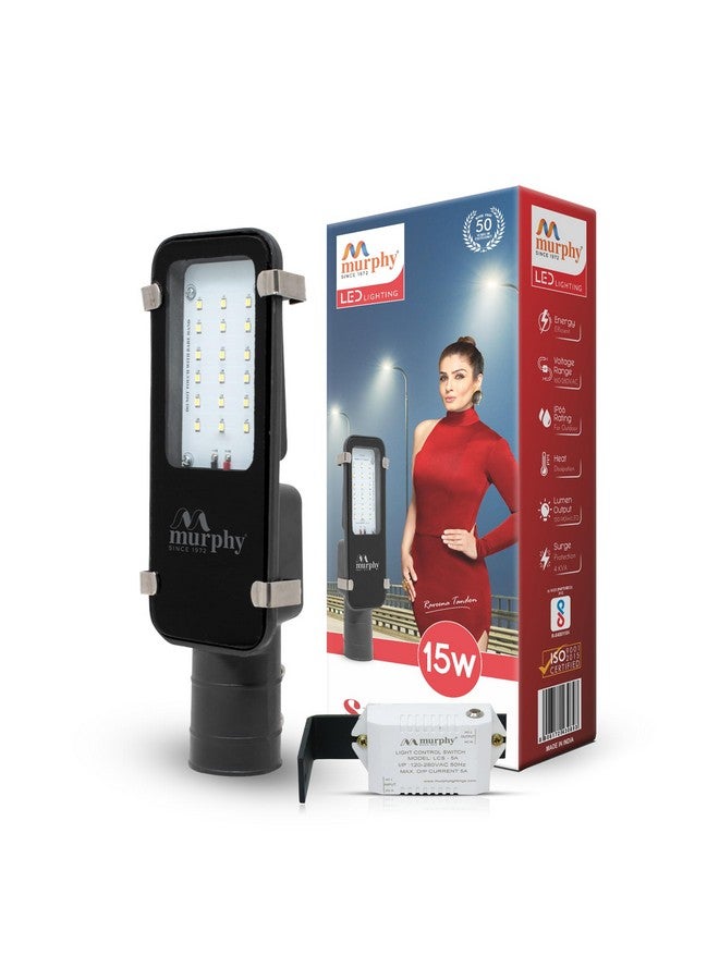 Murphy LED 15W Dusk to Dawn Auto Day/Night ON/Off Street Light, IP-65 Outdoor Light (Cool White, Pack of 1, Aluminum) - Image 1