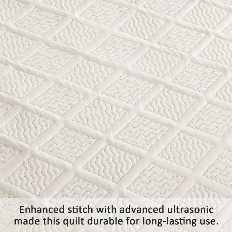 Yiran Quilt King Size Beige Summer Bedspreads Bedding Set 3 Pieces Thin Lightweight Microfiber Coverlet with 2 Pillow Shams for All Season - Image 5