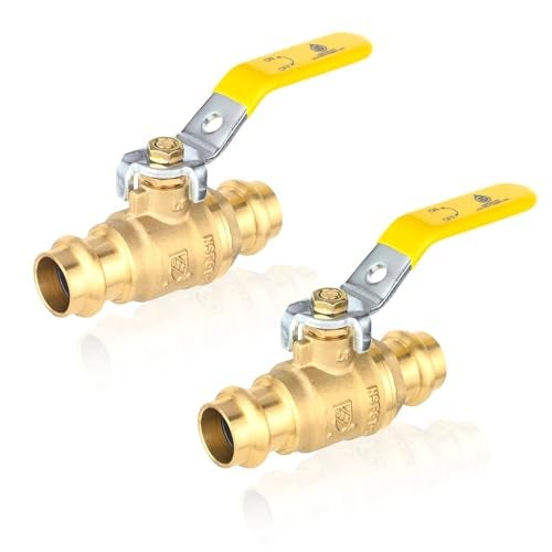GUOFIS 12Inch Copper Press X Press Ball Valve for Copper TubingBrass Full Port Water Stop Shut Off Ball Valve14 Turn with EPDM OringPack of 2VALVE2422Pack - Image 1