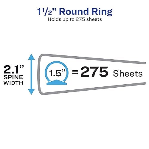 Avery Flexi-View 3 Ring Binder, 1.5 Inch Round Rings, 1 Black Binder (17637) - Image 4