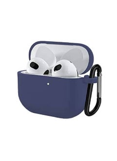 Protective Case Skin Cover with Keychain and Lock for Apple Airpods 3 Case Women Men Blue