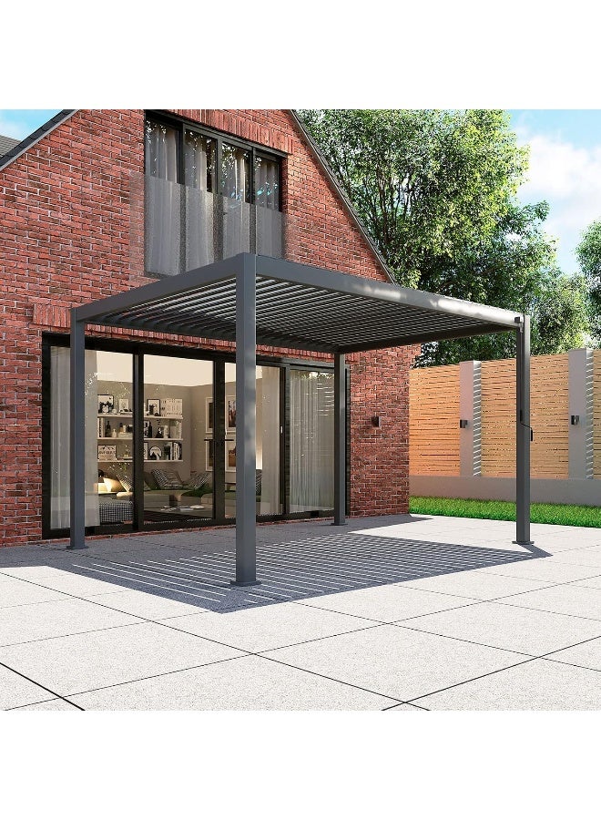 YULAN Yulan Outdoor Aluminium Pergola with Adjustable Blade Rectangular in Grey 3x4  - Image 2