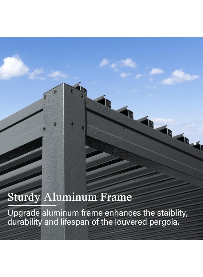 YULAN Yulan Outdoor Aluminium Pergola with Adjustable Blade Rectangular in Grey 3x4  - Image 5