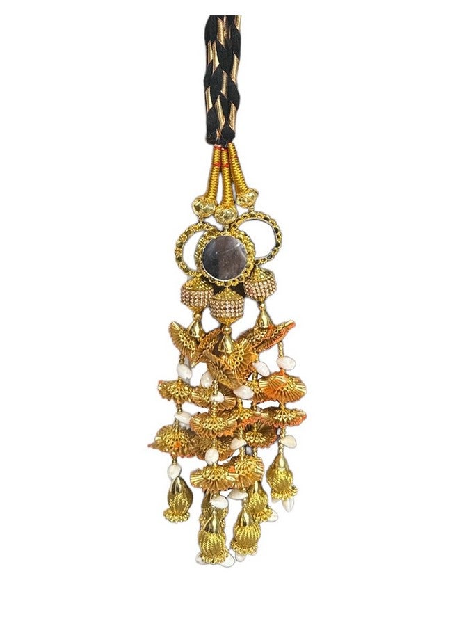 VTN Women's Patiala Shahi Parandi/Paranda Traditional Hair Accessory Braid Tassles/Hair Extension/Gota Choti (DNO3-GOLDEN) - Image 5