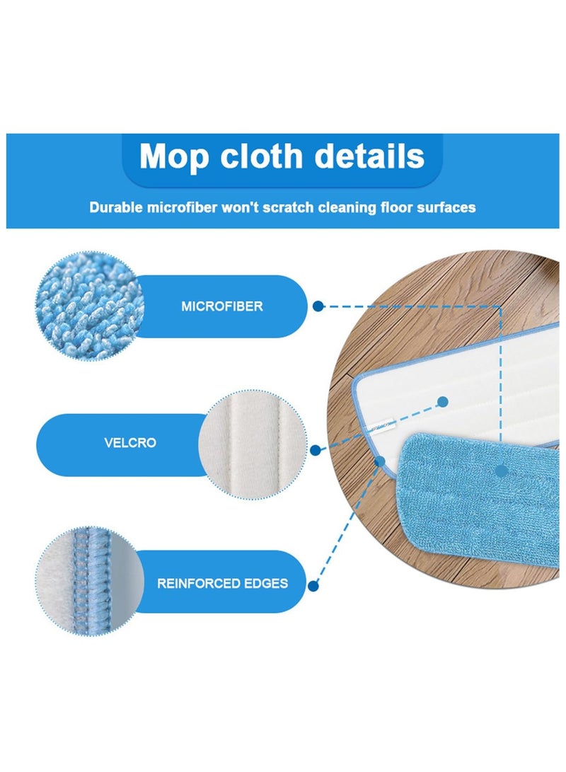 4 Pack Spray Mop Heads Replacement Mop Pads Reveal Mop Cleaning Pad, Fit for All Spray Mops & Reveal Mops Washable 16.5 * 5.11 Inches (Blue) - Image 4