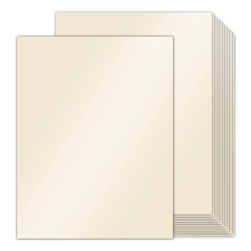 Goefun 24 Sheets Cream Shimmer Cardstock 8.5 x 11 Ivory Paper, Goefun Off White Card Stock Printer Paper for Invitations, Certificates, Crafts, Card Making - Image 1