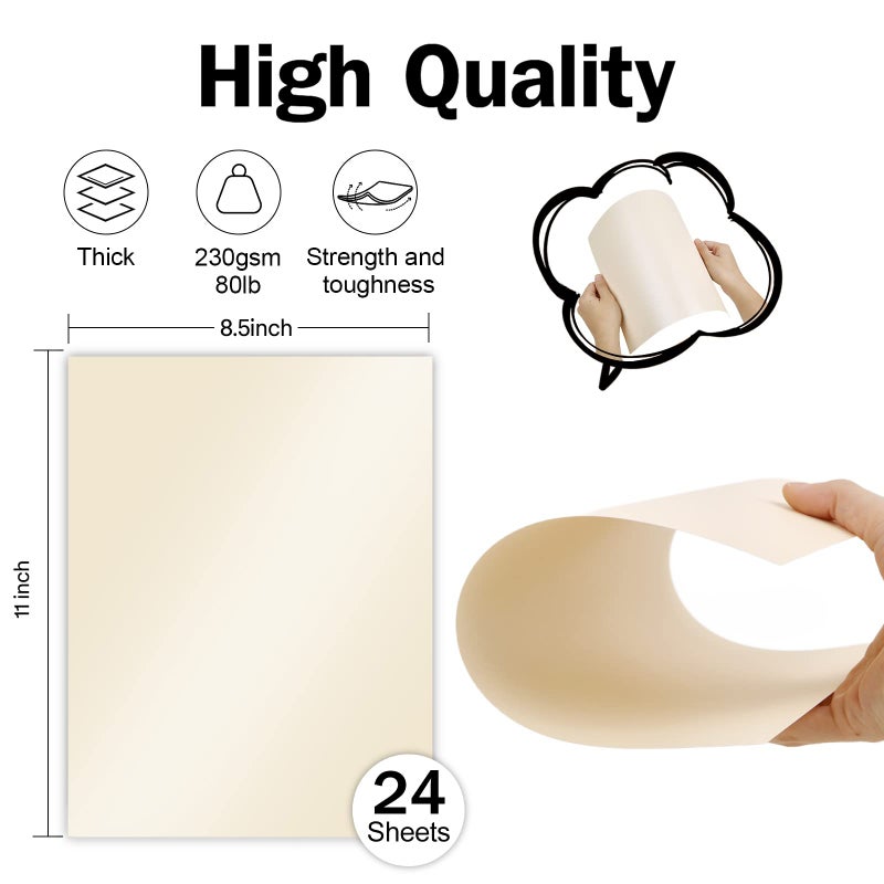 Goefun 24 Sheets Cream Shimmer Cardstock 8.5 x 11 Ivory Paper, Goefun Off White Card Stock Printer Paper for Invitations, Certificates, Crafts, Card Making - Image 2