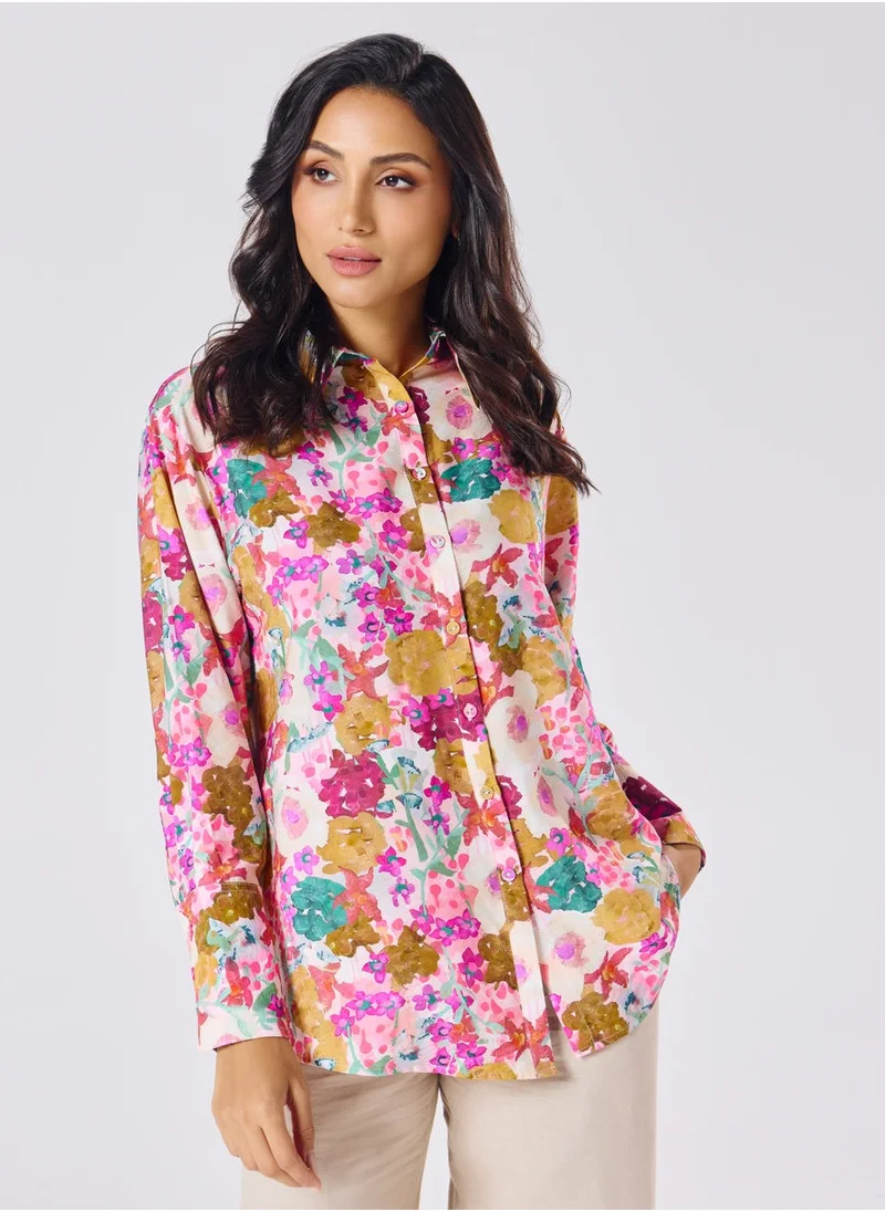 Zigzag Oversized Printed Shirt