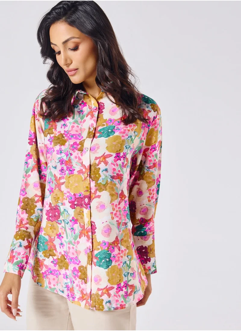 Zigzag Oversized Printed Shirt
