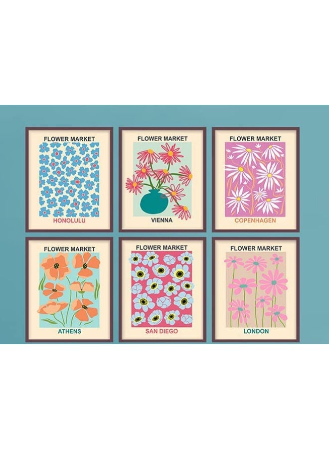 Simple Abstract Wall Art Decor Frame  Aesthetic Photo Collection  Museum Poster Flower Market Sign - Modern Wall Art 6 Pieces Ready to Hang - Image 1