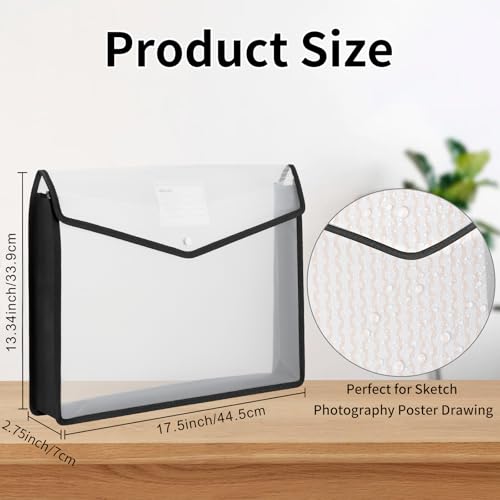 XUWAIDSGN 3 Pcs 11 x 17 Inch Expandable Tabloid Size Document Folder with Label A3 Plastic Folders for Documents Expanding File Wallet Envelope Size 3 Black - Image 3