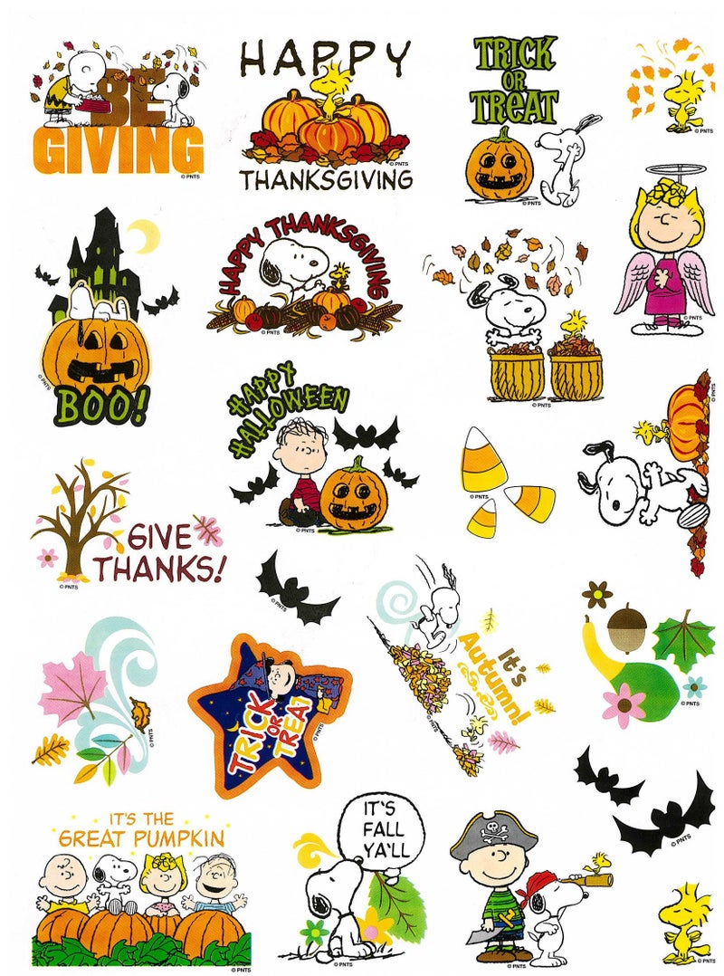 Peanuts Gang Snoopy Charlie Brown Lucy Linus Character Christmas Easter Thanksgiving Halloween 4th of July Seasonal Holiday Sticker Set, 5 Sheets 118 Stickers - Image 2