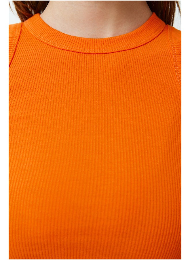 trendyol Orange Halter Neck Ribbed Flexible Knitted Undershirt TWOSS24AL00047  - Image 5