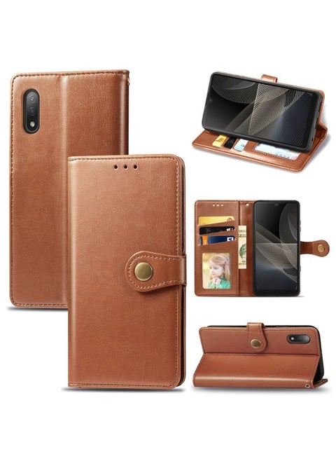 Case Cover For For Sony Xperia ACE II Solid Color Leather Buckle Phone Case with Lanyard & Photo Frame & Card Slot & Wallet & Stand Function(Brown)
