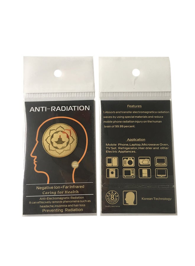 Supply 24k Sit Pattern Radiation Phone Sticker Metal Radiation Gold Sticker EMR-Color:Package 1: Black Cardboard - Image 1