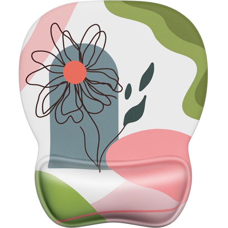 MROCO Ergonomic Mouse Pad with Gel Wrist Rest, Smooth Wrist Support Surface, Non-Slip PU Base for Pain Relief, Comfortable Mousepad for Computer, Laptop, Office & Home, 9.4 x 8.1 in, Pastel Petals - Image 1
