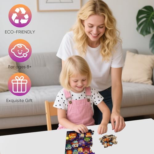 Mocfesk Wooden Puzzles for Adults Owl Family Puzzles for Grandkids 200 Pieces Unique Shaped Jigsaw Puzzles for Adults and Kids Fun Family Game Home Decor 118 x 89 - Image 5