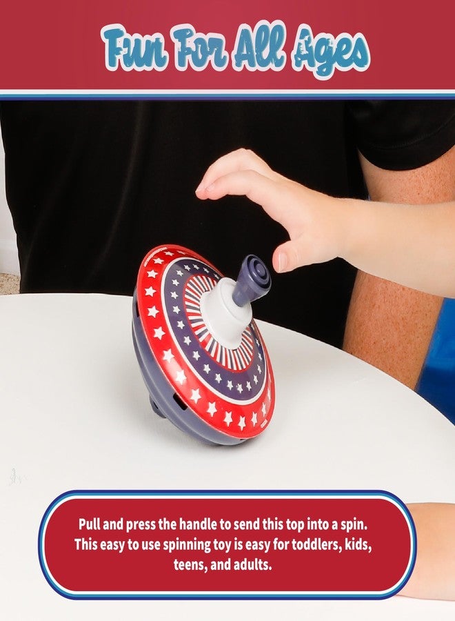 Continuum Games Way Back Toys Spinning Top, Novelty Easy to Spin Toy with Hand Spinner Gyro, Colorful Red White and Blue Pattern, Retro Spinning Toy for Ages 3 and up - Image 3