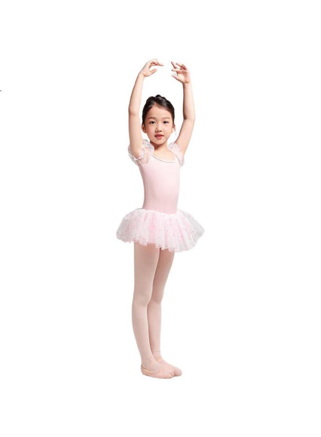 Sansha Children'S Dance Tutu, Ballet Leotard For Girls, Heart-Shaped Puff Sleeve Performance Dress With Open Crotch, Pink, Xxl - Image 2