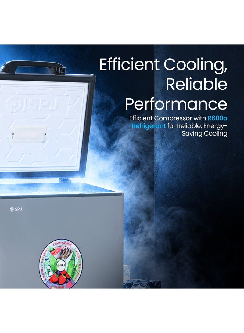 SPJ 280L Chest Freezer, Single Door, Quick Freeze, Fast Cooling, Energy Efficient Freezer, Large Capacity, Grey - Image 3