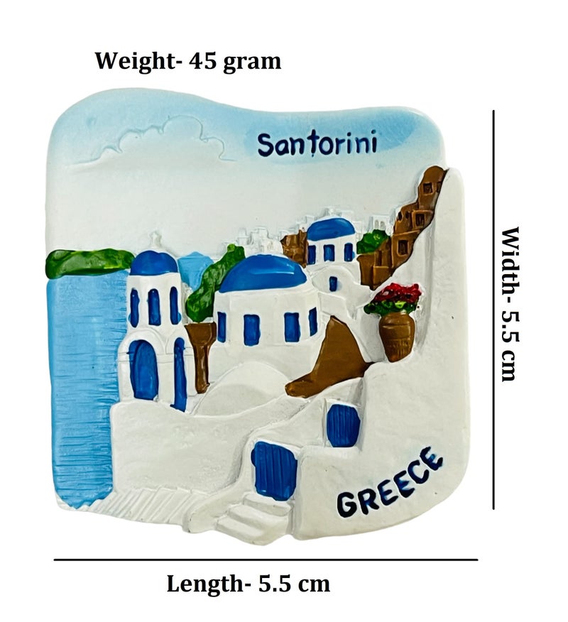 KRIWIN Travel Theme 3D Santorini Greece Resin Fridge Magnet - Image 2