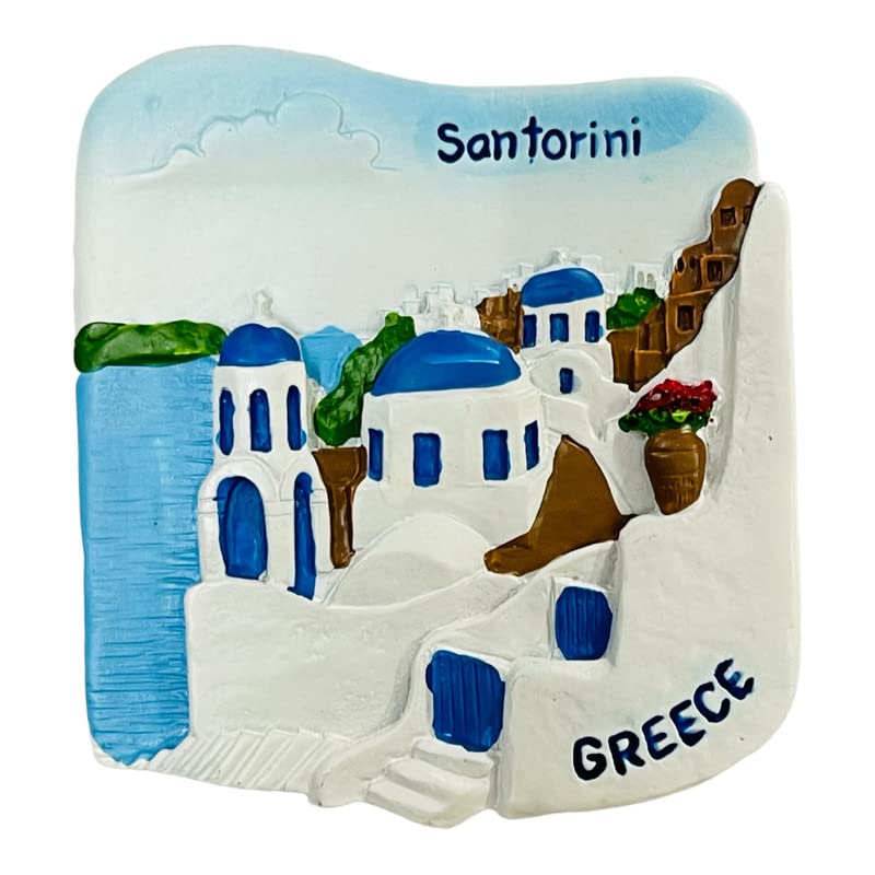 KRIWIN Travel Theme 3D Santorini Greece Resin Fridge Magnet - Image 1