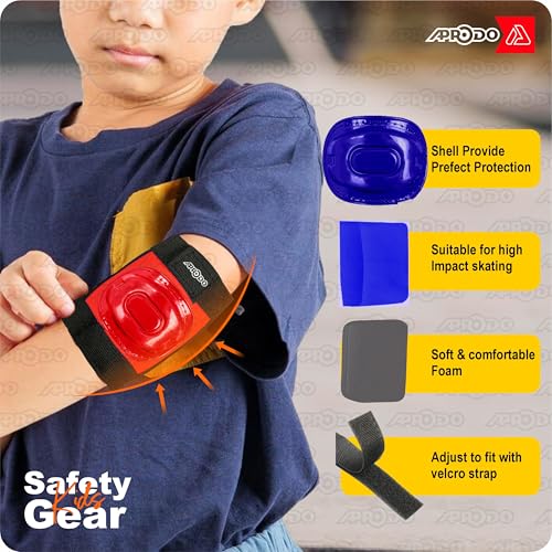 Aprodo Kids Sports Protective Gear Set | from Beginner to Advanced | for Ages 3-5-8-14 Boys & Girls | Includes Knee & Elbow Pads, Wrist Guards | Ideal for Skateboarding, Cycling & Scooter (Red) - Image 3
