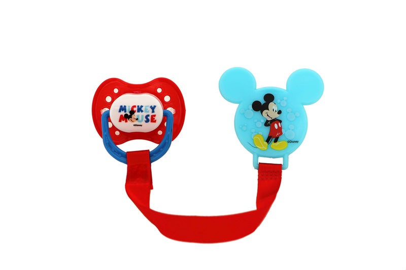 Disney Cudlie Mickey Mouse Baby Boy 4 Pack of 2 Pacifiers & 2 Clips with Old Time Mickey Print - Image 4