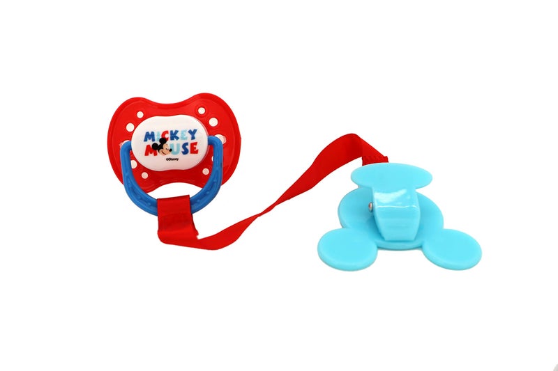 Disney Cudlie Mickey Mouse Baby Boy 4 Pack of 2 Pacifiers & 2 Clips with Old Time Mickey Print - Image 2