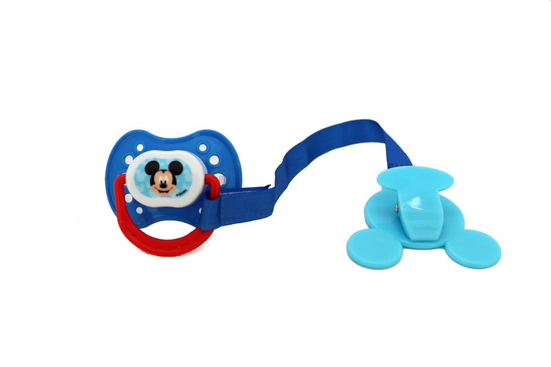 Disney Cudlie Mickey Mouse Baby Boy 4 Pack of 2 Pacifiers & 2 Clips with Old Time Mickey Print - Image 5