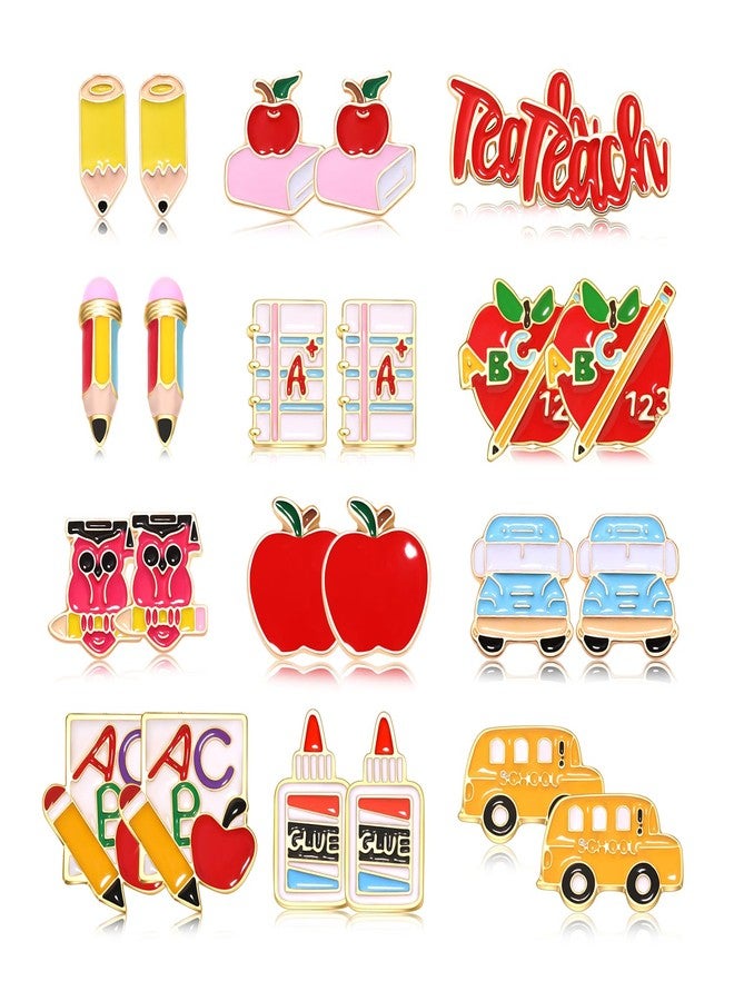 ARATLENCH Cute Earrings Studs Black To School Weird Studs Apple Teach Shool Bus Pencil Small Stud Earrings Teacher Appreciation Gift (cute student earrings B) - Image 2