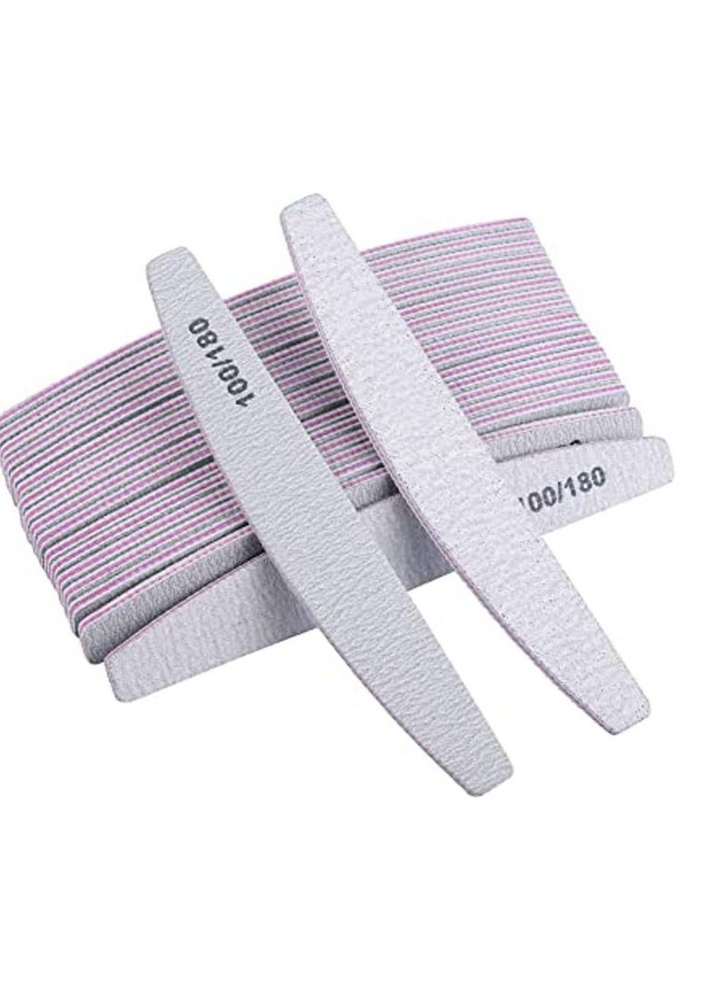 OPI 50-Piece Nail File Moon Shape 100/180 Grit White - Image 1