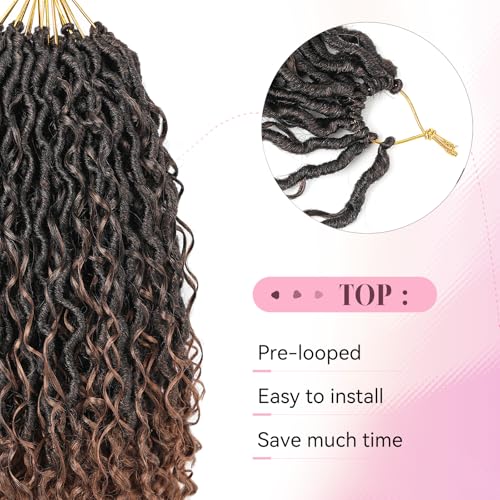 Aipin Goddess Locs Crochet Hair Boho River Locs Hippie Wavy Crochet With Curly Hair In Middle And Ends Braids Hair Extensions (8 Packs,14 inch, T30) - Image 3
