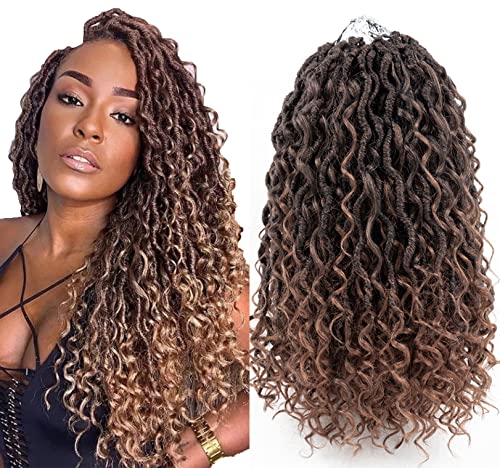 Aipin Goddess Locs Crochet Hair Boho River Locs Hippie Wavy Crochet With Curly Hair In Middle And Ends Braids Hair Extensions (8 Packs,14 inch, T30) - Image 1