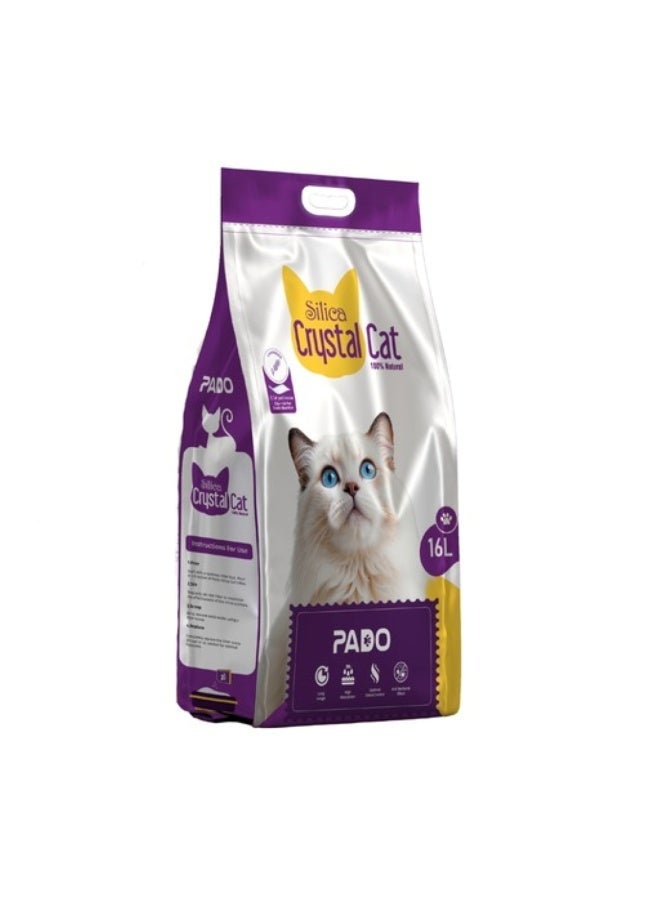 بادو رمل قطط كريستالي من بادو، سعة 16 لترًا مع وسادة داخلية - لون الخزامى - Image 1